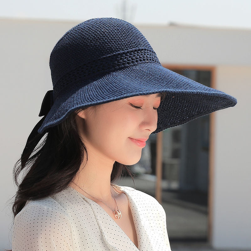 Fashion Wide Brim Sun Visor Hats Crochet Picnic Beach UV Protection Scallop Cap For Outdoor Summer Women's Hat Caps 1