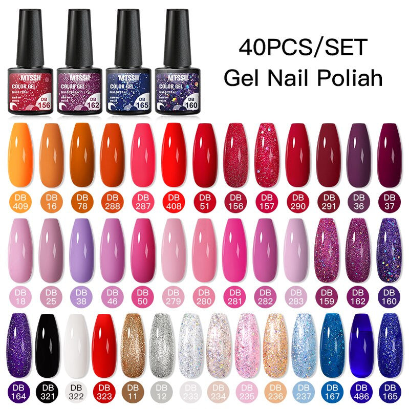 Mtssii 24/25/40/60PCS Gel Nail Polish Set Color Gel Semi Permanent UV Led Varnish Nail Art Design Soak Off Gel Set Nail Gel Set ZH20175