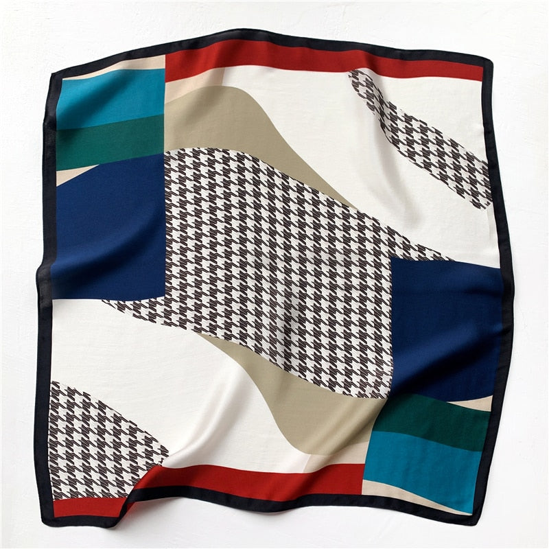 Fashion Designer Print 100% Natural Silk Square Scarves Women Hairband Neck Foulard Female Small Kerchief Bandana New FZ108-2 53cm real silk