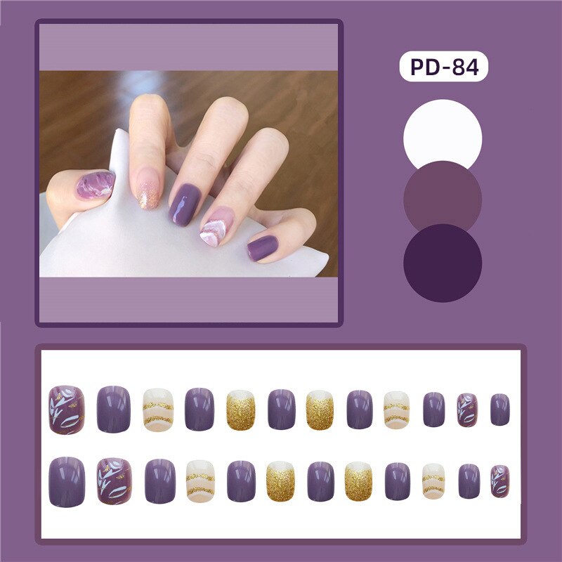 24pcs Lemon Short Wear Tips Nail False Patch Press on Nails Supplies for Professionals Artifical Fake Nails Faux Ongles Uñas
