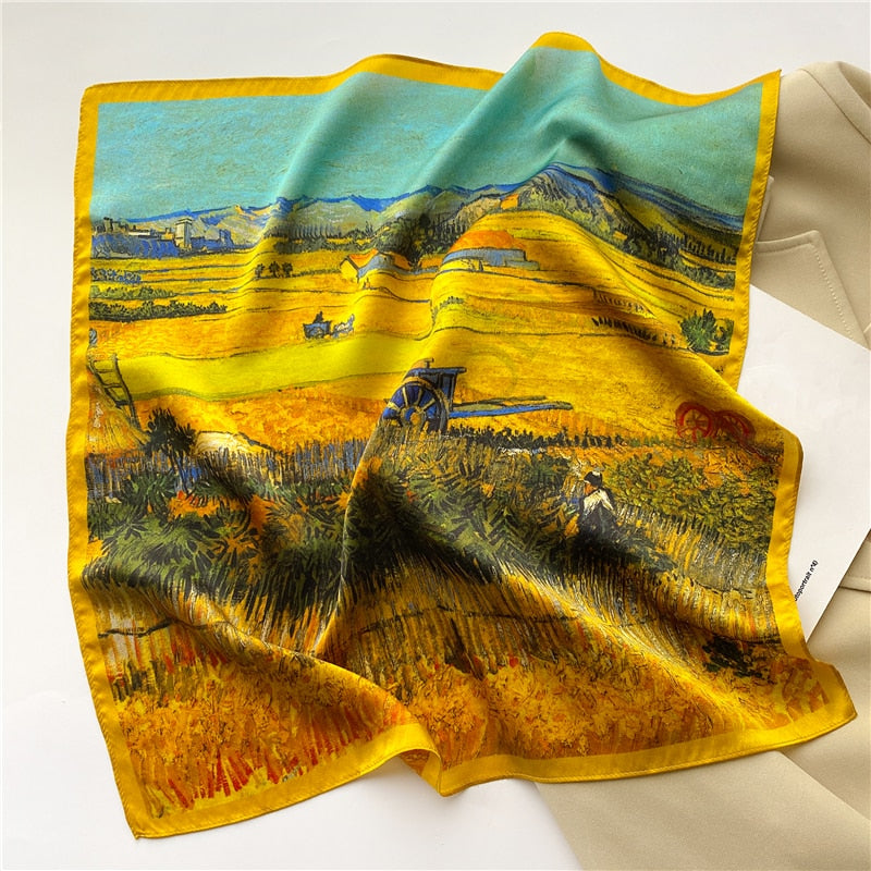 Classice 100% Silk Square Scarf Women Print Stripe Hair Band Wrist Foulard England Style Neckerchief Bandana Echarpe FZ178-2