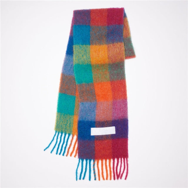New Scarf Autumn and Winter Multicolor Thickened Plaid Scarf The Same Length Warm Shawl For Men and Women Scarves