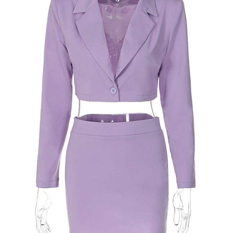 Women Long Sleeve Tops Blazers Coats Mini Skirt Two Piece Sets Fall Business Outfits Formal Suits Autumn Clothes