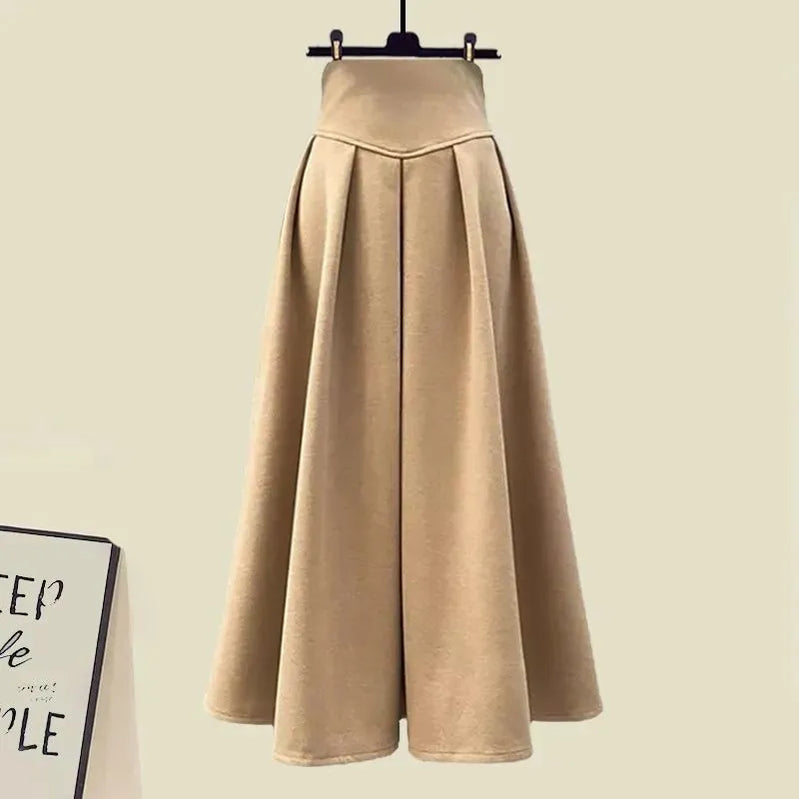 Spring Autumn in Matching Sets Women's Fashion Slim Bow Sweater+High Waist Skirt Two-piece Set Korean Chic Dress Suit Khaki SKirt