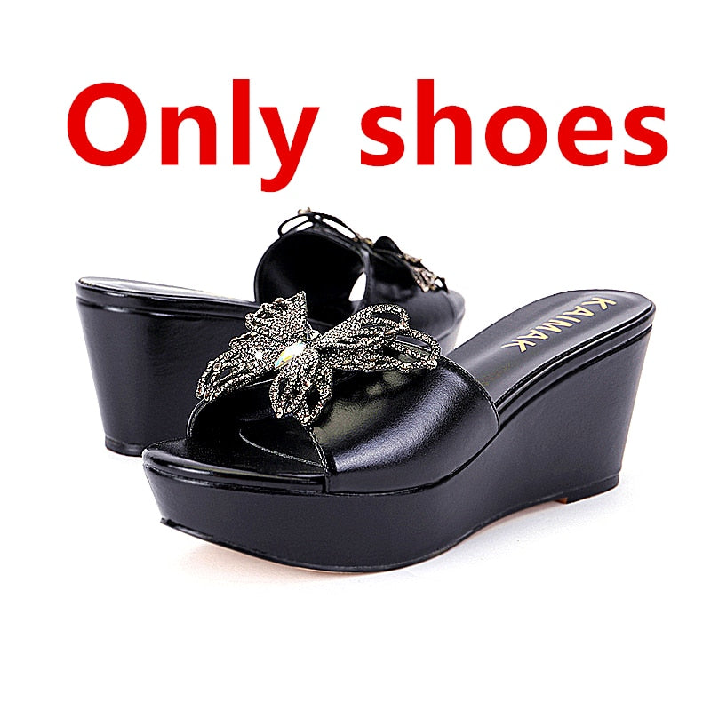 Wedding Shoe Bag Set Women Diamond Crystal Fashion Slippers Summer Italian Design Suitable for Birthday Party Wedding Wholesale Shoe