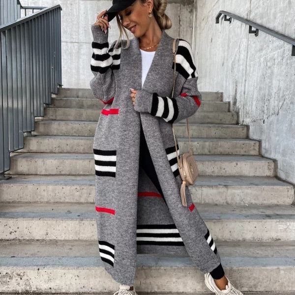 Autumn Knitting Oversize Women's Long Coat Black Long Sleeve Cardigan Loose Coats Female New Casual Trendy Ladies Clothes