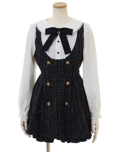 Japanese Style Cute Sweet Shorts Suit 2023 Spring and Autumn Lace Up Bow Neck Plaid Coat Suit Girl and Short Pants 2 Piece Sets Black One Size