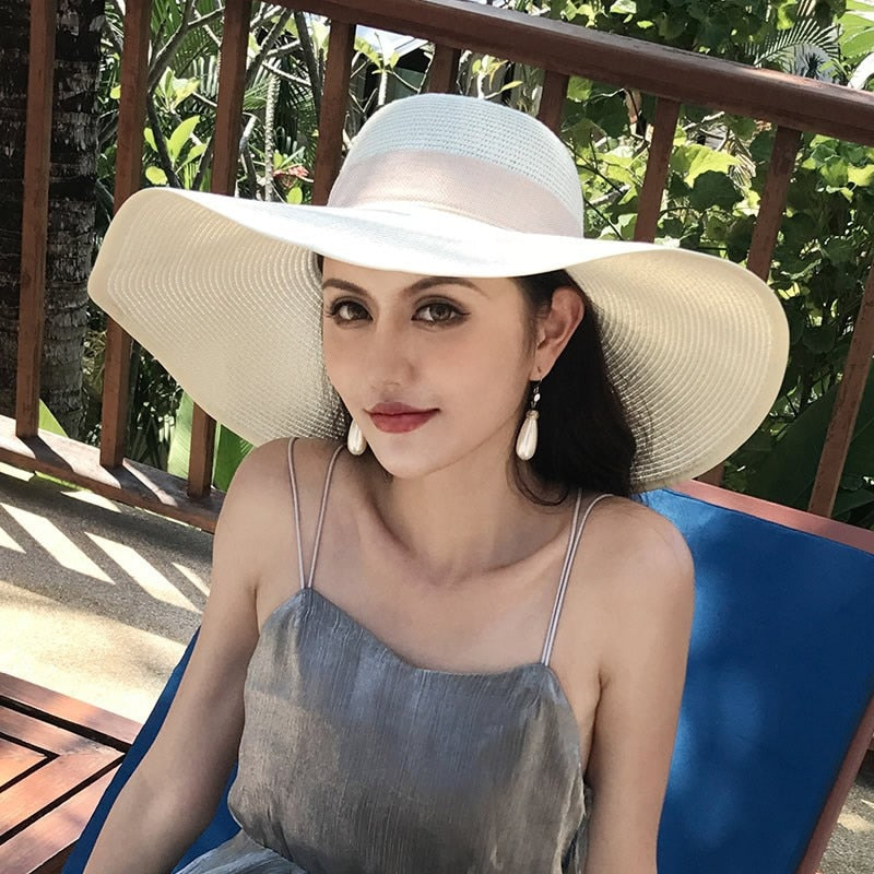 Seaside Photo Beach Straw Hat Children Summer Large Brim Sunscreen Shading Simple Fashion Large Brimmed Hat Sun Hat Beach Hat