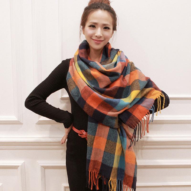 Winter Female Lattice Imitation Cashmere Scarf Autumn And Winter Thick Fashion Warm Wild Scarf Shawl Small 180CM