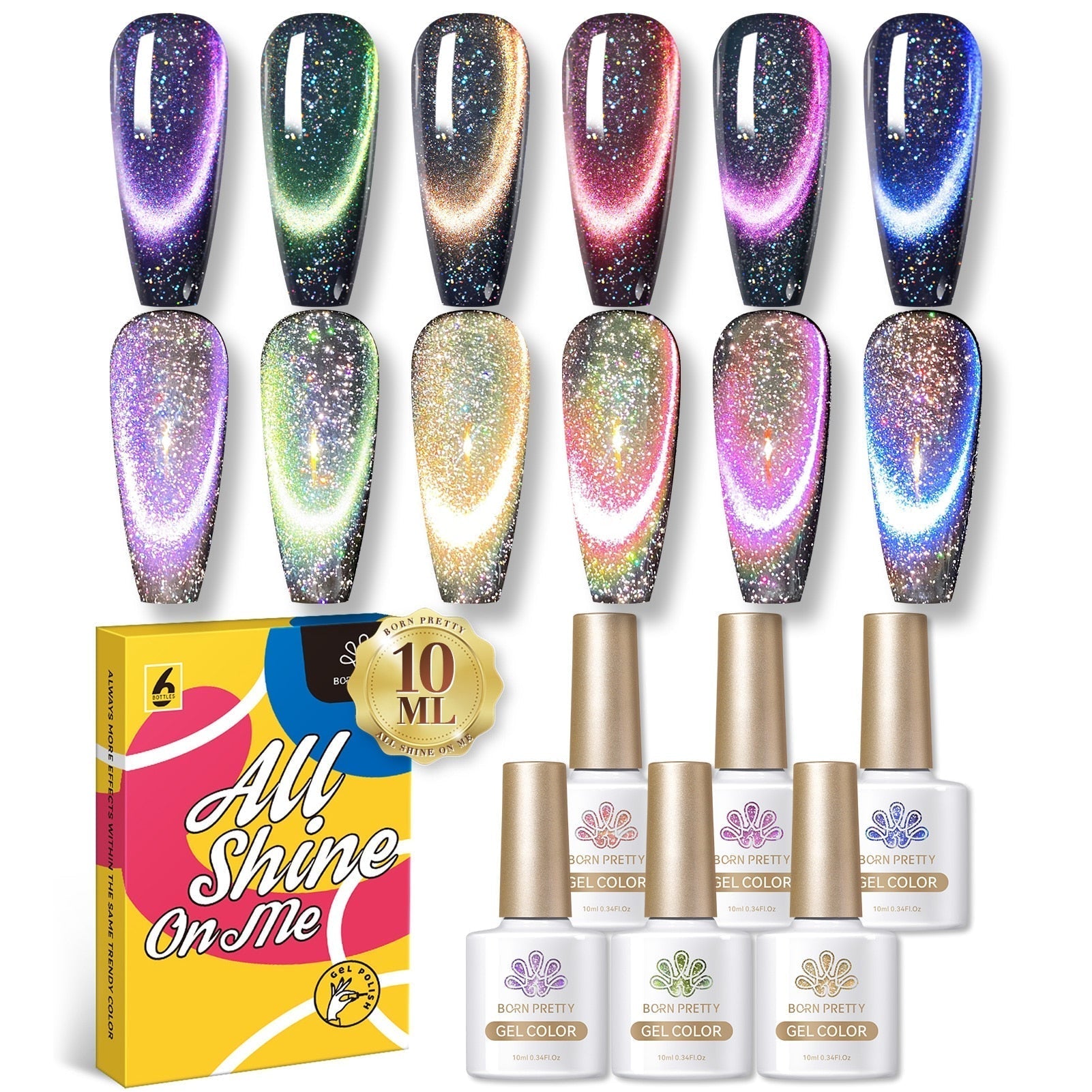 BORN PRETTY 6 Bottles 10ml Jelly Transparent Nail Gel Pink Nude Color Soak Off Gel Nail Polish for Manicure 55538