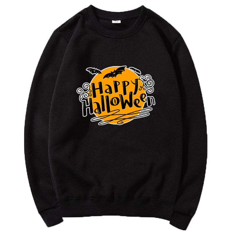 Fashion Halloween Pattern Print Crew Neck Sweater Casual Sports Outdoor Cute Long Sleeve Sweatshirt