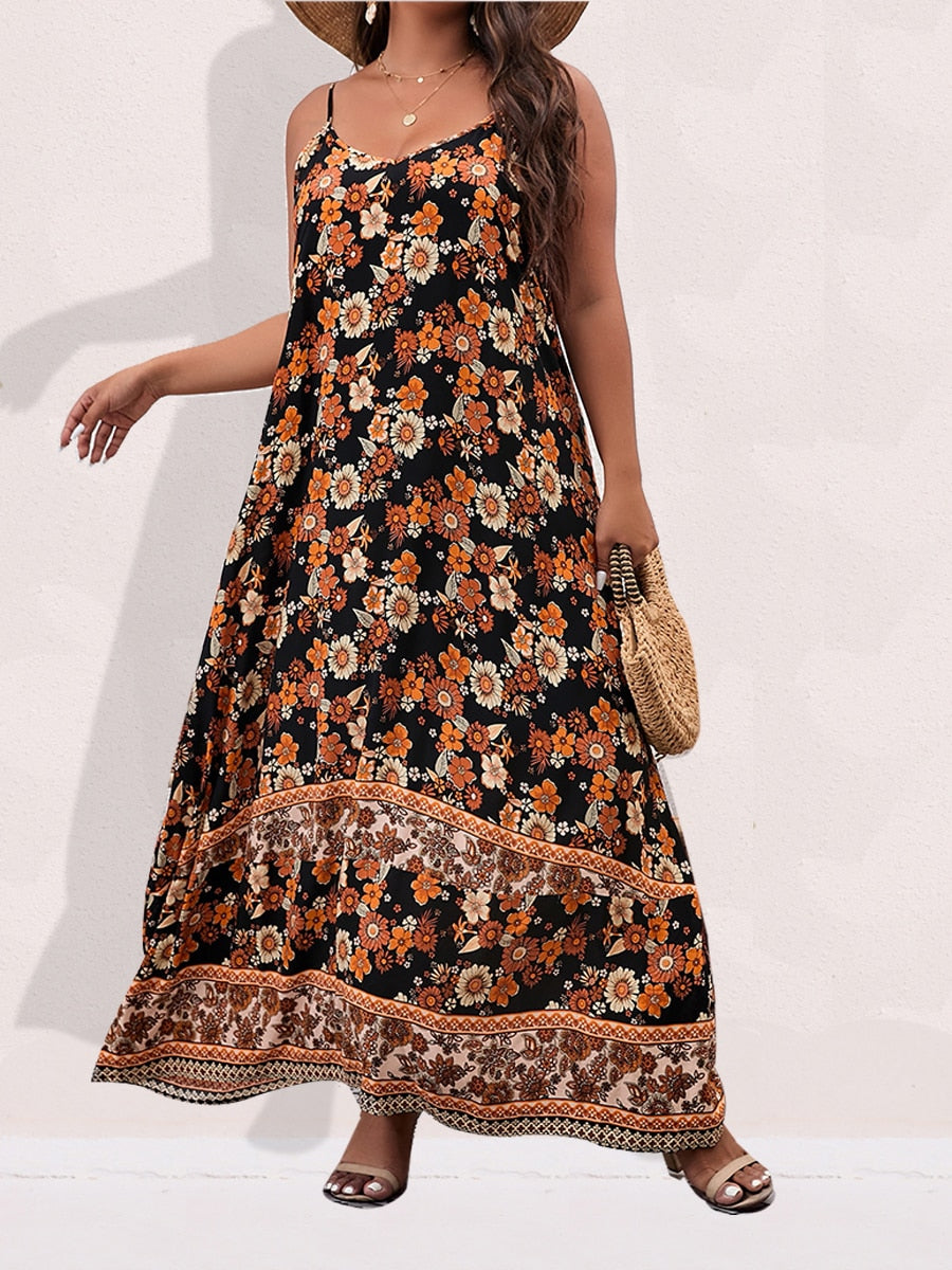 Finjani Women's Dress Plus Size Cami Dresses Summer Backless Maxi Dress Floral Print Formal Party Dresses 2023