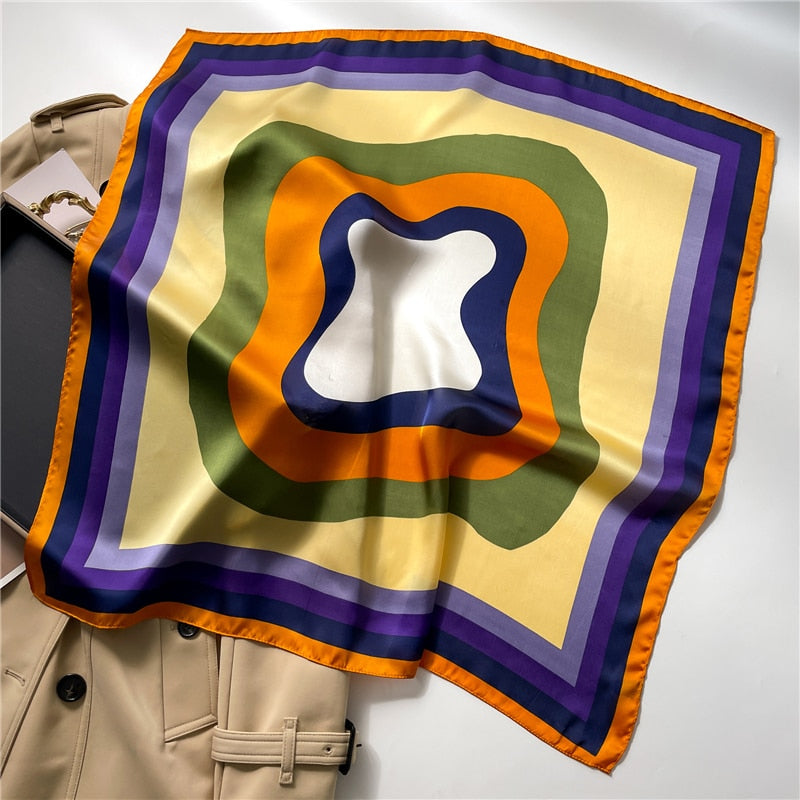 Fashion Wraps Satin Hijab Luxury Square Scarf for Women Hair Bands Ribbon Headband Silk Shawl Neckerchief Female Bandana FJ714-1