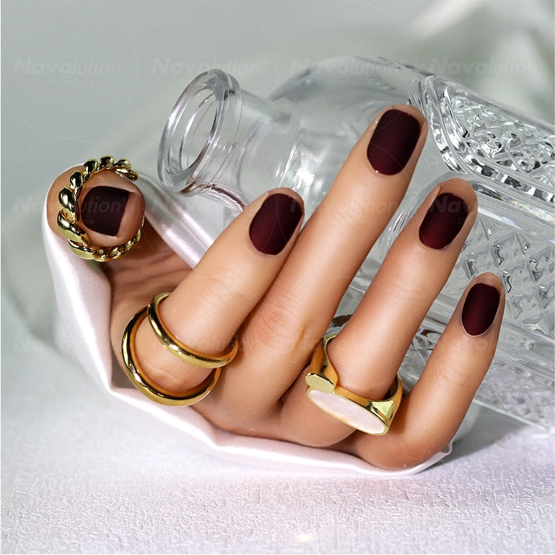 Navolution 24Pcs/Set DIY Manicure Wearable Fake Nails press on Detachable Finished Fingernails Ballet Square Head Almond Short