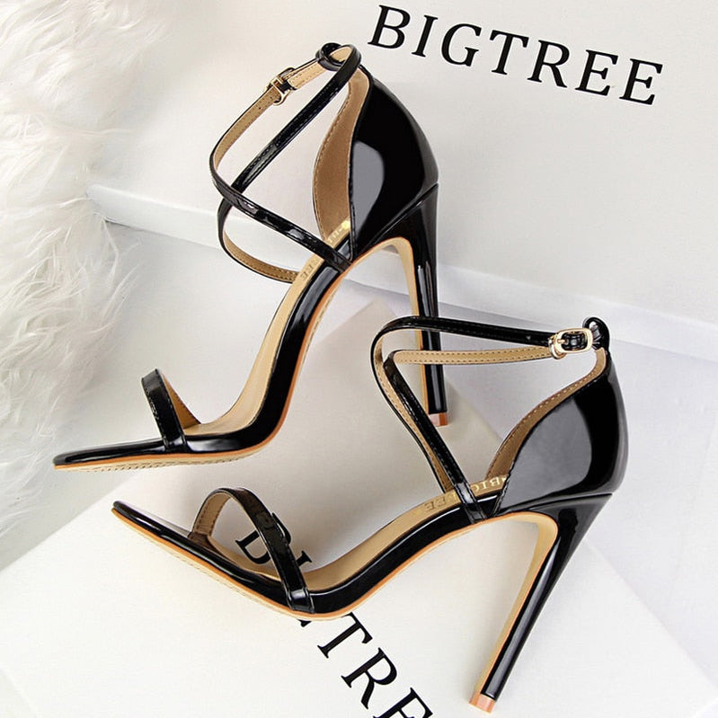 Shoes Sexy High Heels Women Pumps Sparkle Sequins Stiletto Heels 10 Cm Party Shoes Women Heels Summer Women Sandals New 126-8-black11cm