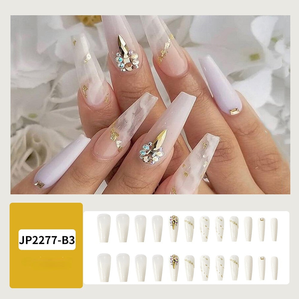Sea Wave Carp Japanese Style Doodle False Nails Detachable Nude Pink Long Coffin Fake Nails with Glue Full Cover Press on Nails