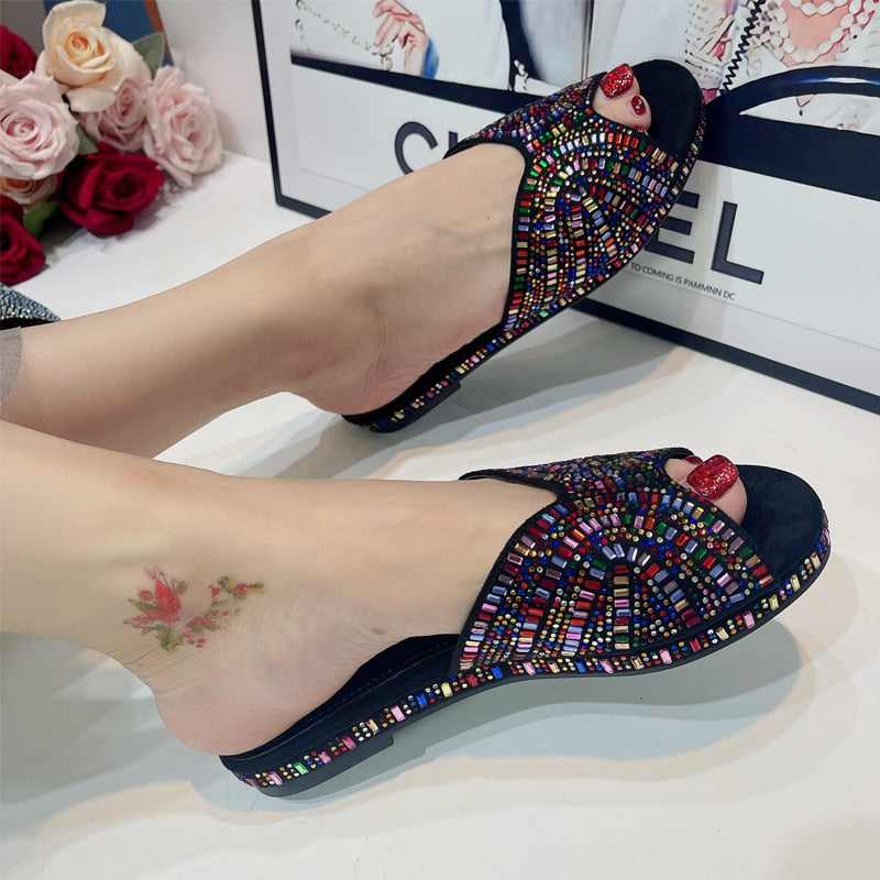 Trendy Colorful Slides for Women New Classic Design Sandals Italian Style Lady Shoes Low Heel Summer Mules Comfy Sandals