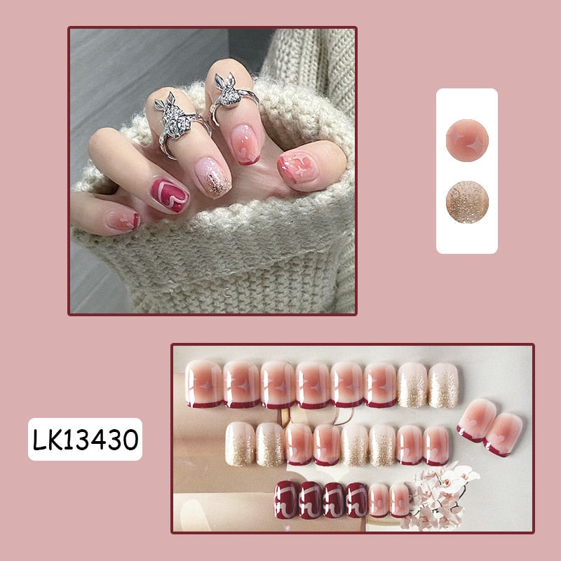 Y2k Fake Black Nail Long Ballet Reusable Adhesive Acrylic Press on set Nails Dark Acrylic Artificial False Nails Arts Tips 24pcs