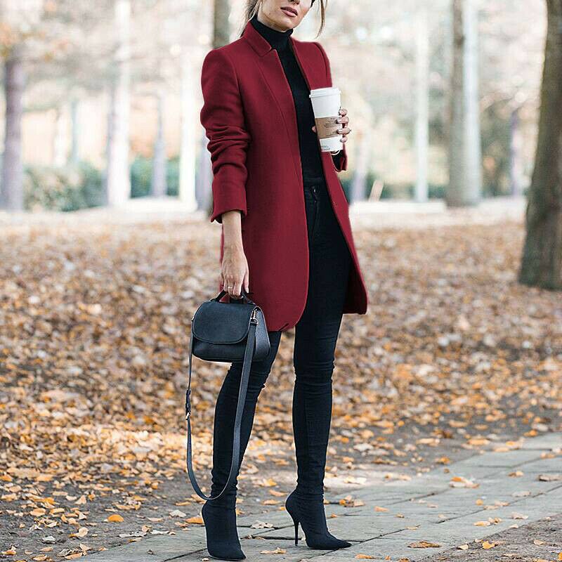 2023 Autumn/Winter New European and American Fashion Solid Neck Woolen Coat