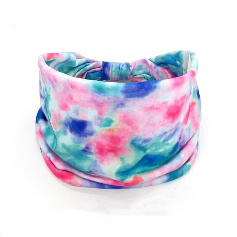 New Tie Dye Turban Sport Hair Sweatband for Women Men Colourful Knot Stretchy Wide Headbands Yoga Bandana Hairbands Bandages 1