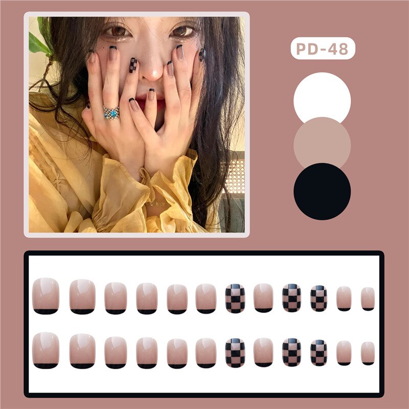 24pcs Lemon Short Wear Tips Nail False Patch Press on Nails Supplies for Professionals Artifical Fake Nails Faux Ongles Uñas