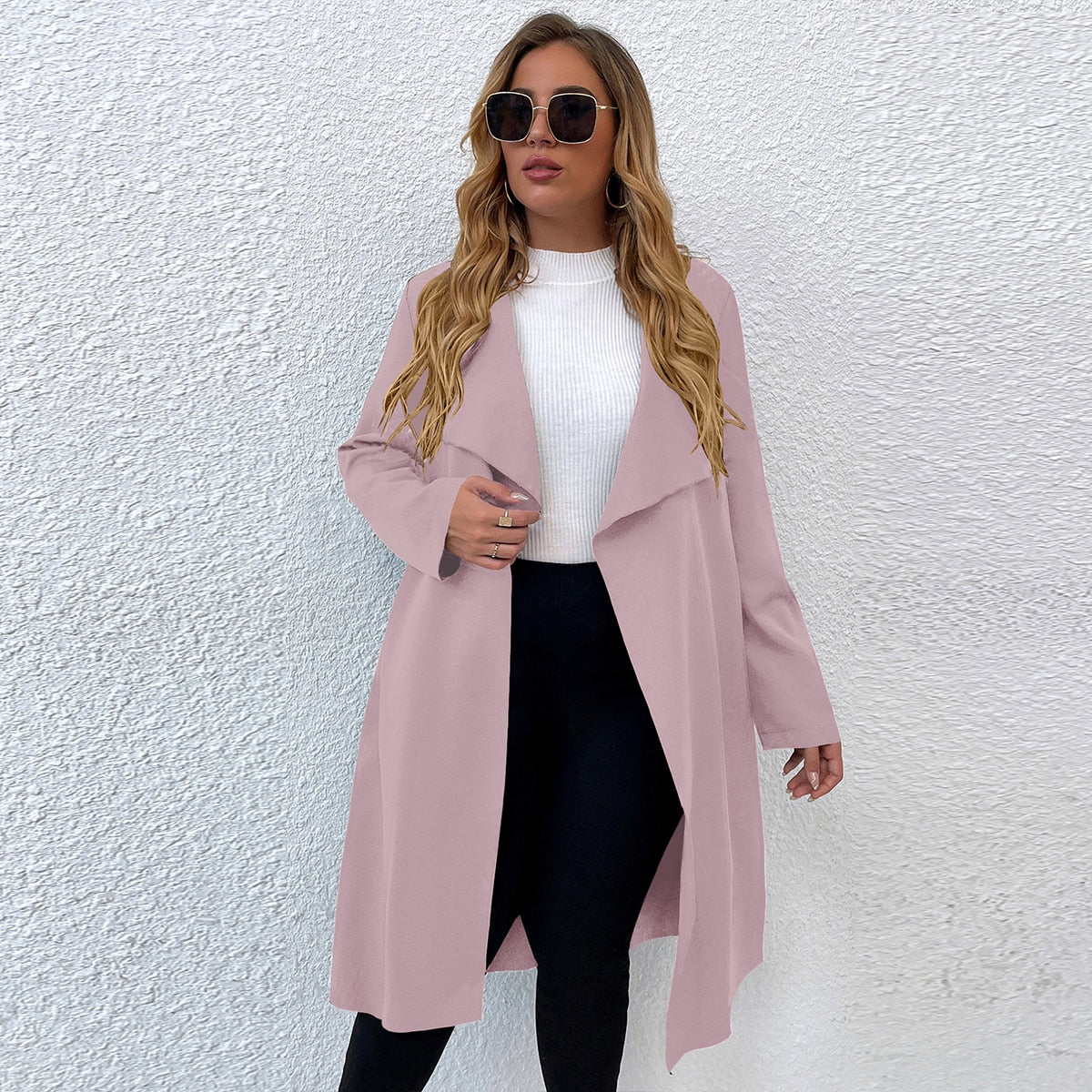 Women Autumn Jacket Large Plus Size 4XL Trench Coats Winter Solid Clothing Turn-down Collar Elegant Office Ladies Windbreak