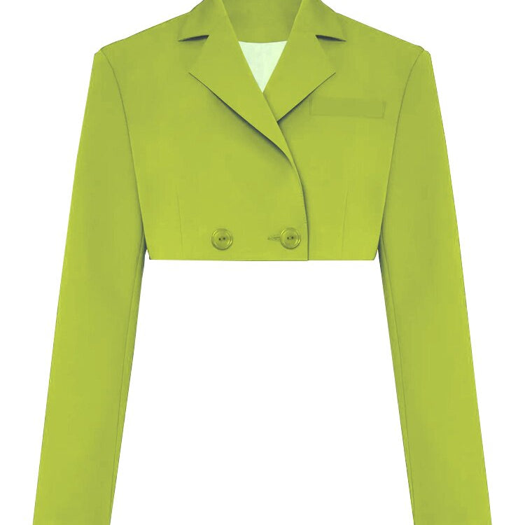 Casual Two Piece Sets Women's Fall Outfits New Black Matching Sets With Skirt And Blazer Cropped Top Suit For Women Only Green Coat
