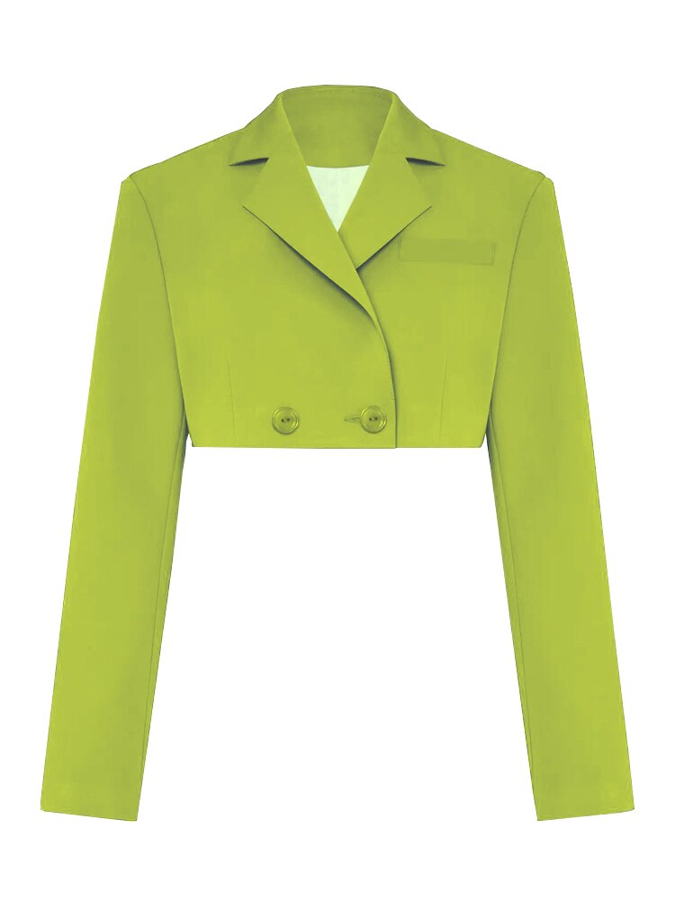 Casual Two Piece Sets Women's Fall Outfits New Black Matching Sets With Skirt And Blazer Cropped Top Suit For Women Only Green Coat