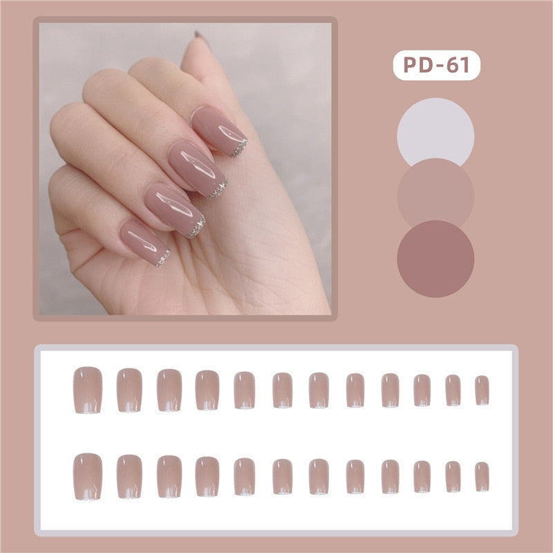 24pcs Lemon Short Wear Tips Nail False Patch Press on Nails Supplies for Professionals Artifical Fake Nails Faux Ongles Uñas