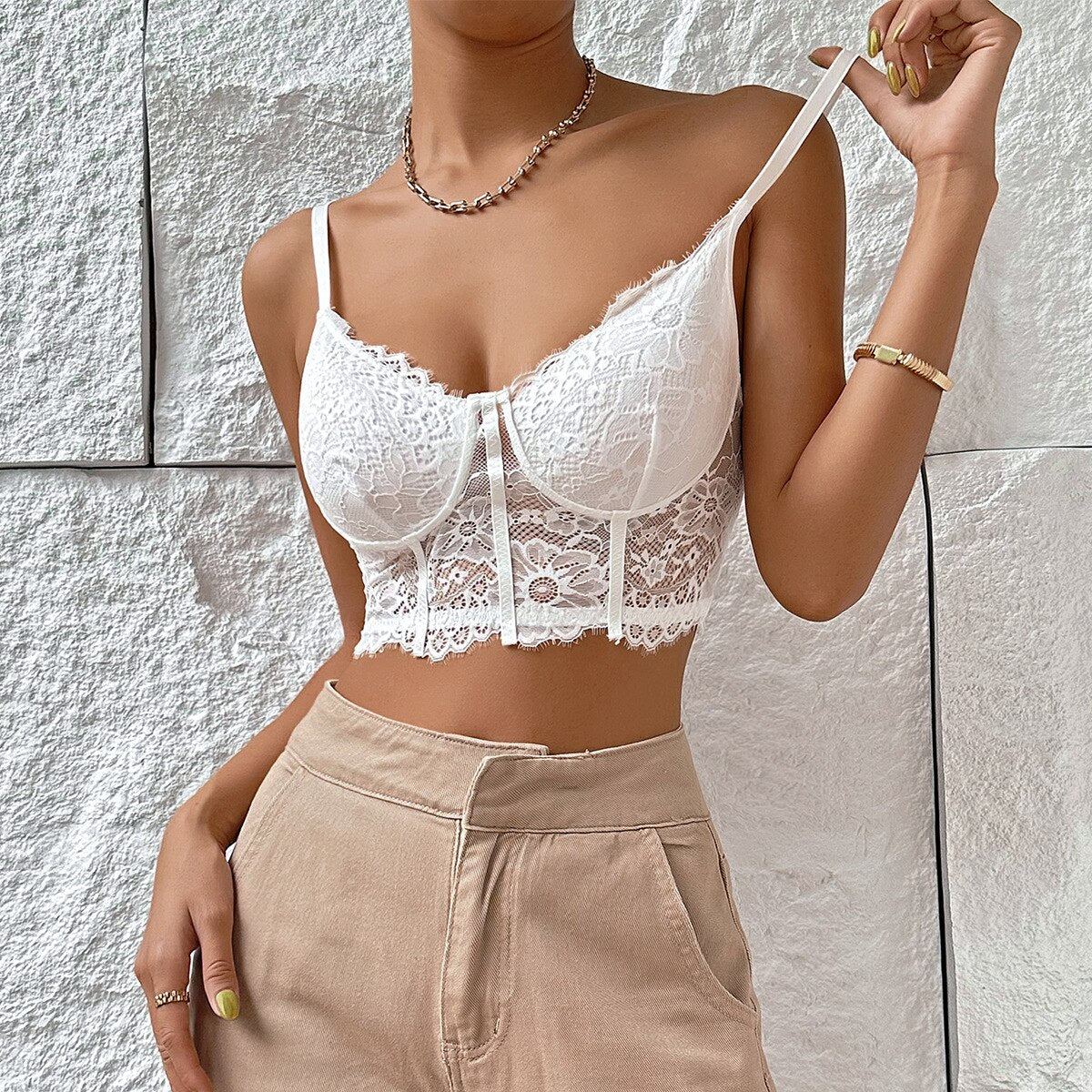 Flowers Lace White Vest Mesh Crop Top Women Summer Clothes Y2k Streetwear Sexy Backless Hollow Out Tank Corset Tops Woman 2023 White