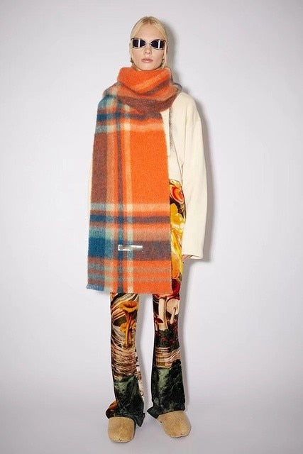 New Scarf Autumn and Winter Multicolor Thickened Plaid Scarf The Same Length Warm Shawl For Men and Women Scarves