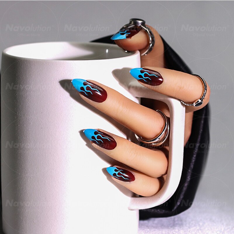 Navolution 24Pcs/Set DIY Manicure Wearable Fake Nails press on Detachable Finished Fingernails Ballet Square Head Almond Short