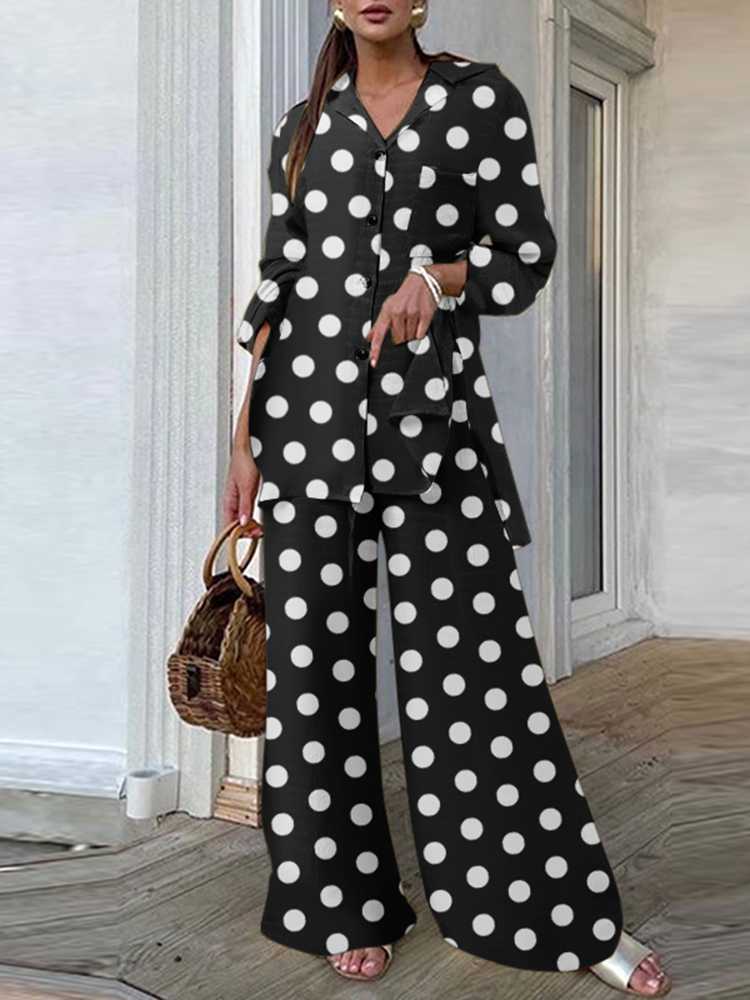 Fashion Women Leopard Print Pant Sets Casual Loose Tops and Pant Outfits Autumn Wide Leg Pant Leisure Two Piece Sets
