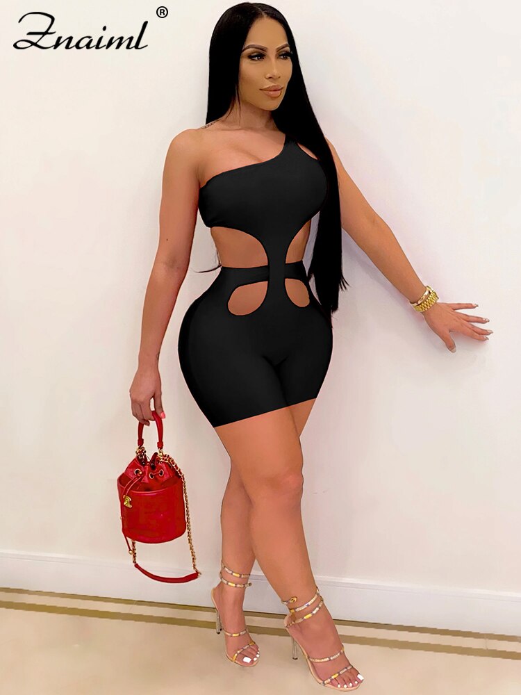 Znaiml 2023 One Shoulder Piece Rompers Playsuit Outfits Overalls for Women Clothing Summer Short Jumpsuit Monos Sexy Mujer