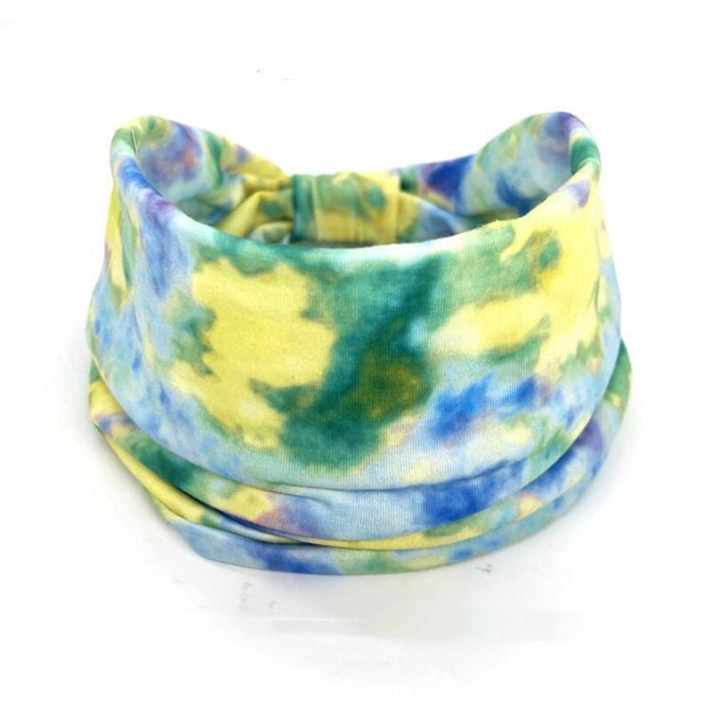 New Tie Dye Turban Sport Hair Sweatband for Women Men Colourful Knot Stretchy Wide Headbands Yoga Bandana Hairbands Bandages 2