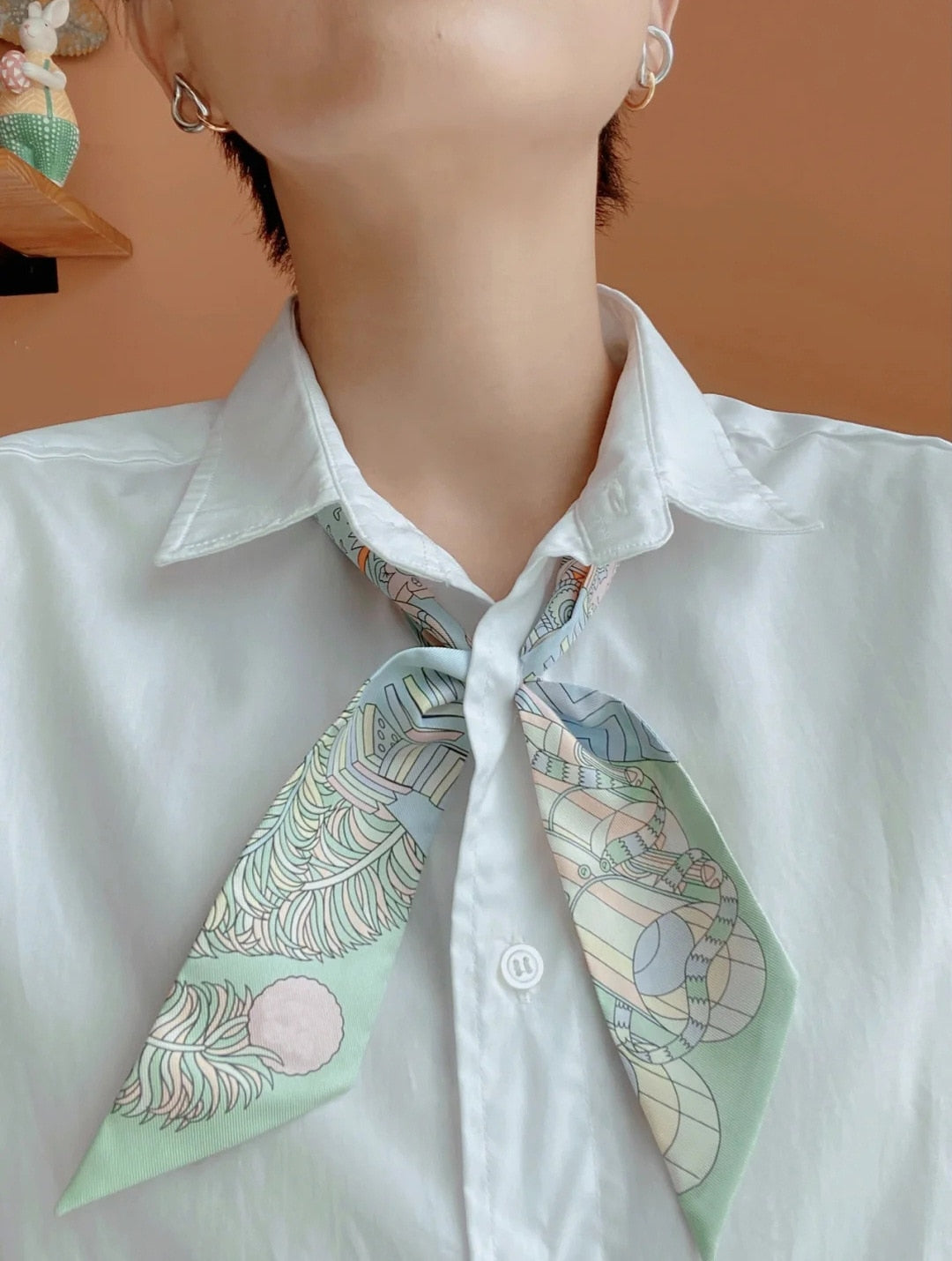 Mulberry silk silk tie bag long silk scarf star internet celebrity same style suit scarf streamer headband