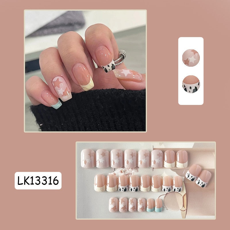 Y2k Fake Black Nail Long Ballet Reusable Adhesive Acrylic Press on set Nails Dark Acrylic Artificial False Nails Arts Tips 24pcs