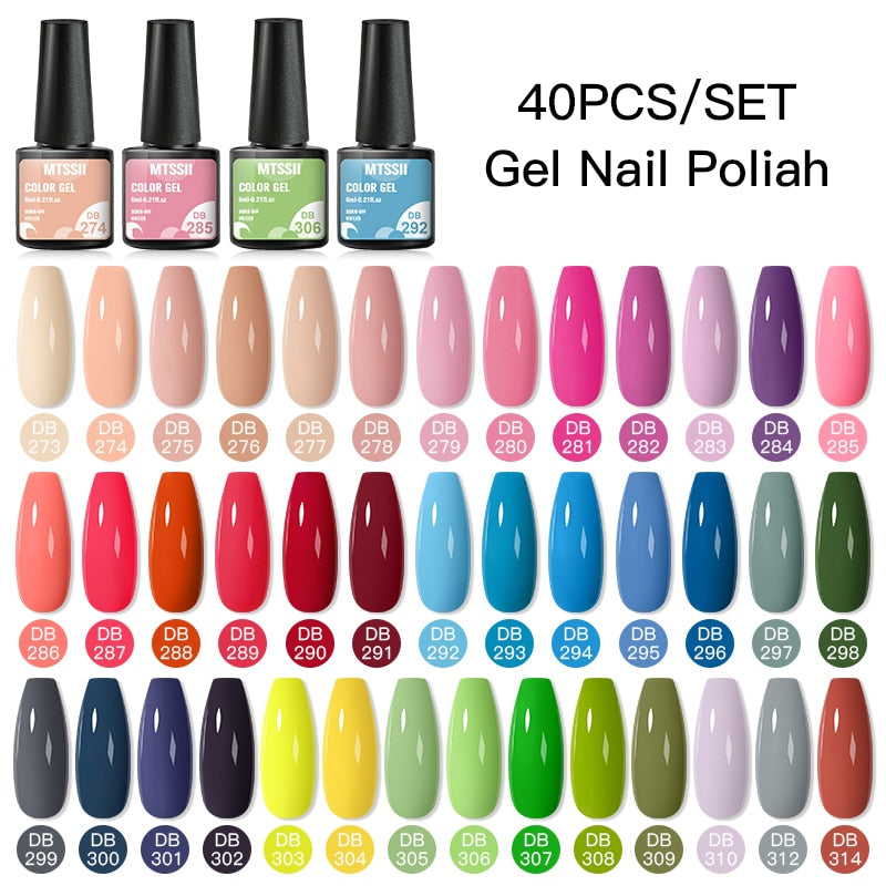 Mtssii 24/25/40/60PCS Gel Nail Polish Set Color Gel Semi Permanent UV Led Varnish Nail Art Design Soak Off Gel Set Nail Gel Set ZH20178