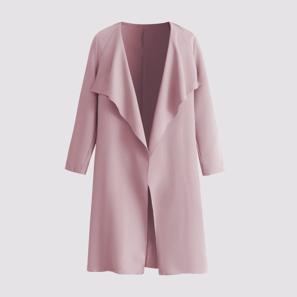 Women Autumn Jacket Large Plus Size 4XL Trench Coats Winter Solid Clothing Turn-down Collar Elegant Office Ladies Windbreak Pink