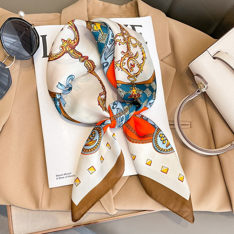 Luxury Silk Shawl Square Scarf for Women Satin Hijab Fashion Wraps Neckerchief Female Hair Bands Ribbon Headband Bandana 5