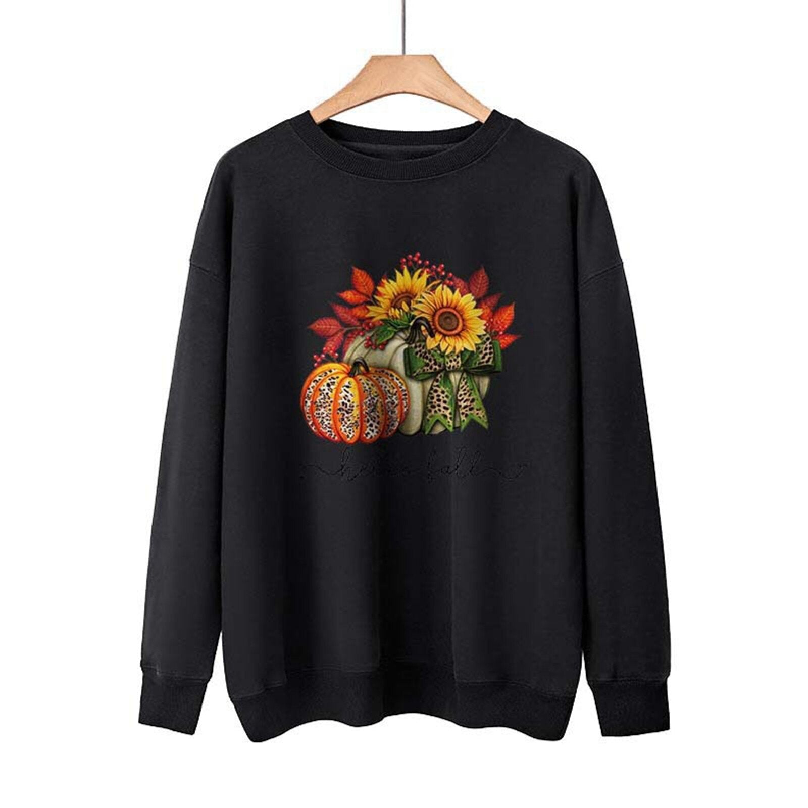 Women's Halloween Sweater Loose Fit Casual Pullover Top Sweater with Front Zipper Black
