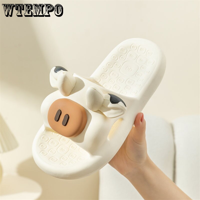 Women's Cute Cartoon Slippers Summer Pig Shower Flip Flops Indoor Sweet Girl Slides Ladies Shoes