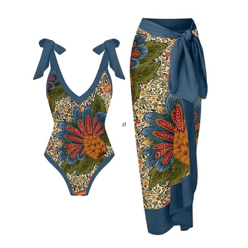 Two Piece Sets Beach Swimsuit Cover-up Summer Women Clothes Tops Bodysuits And Skirt Fitness Skinny Outfit 2 Piece Suit