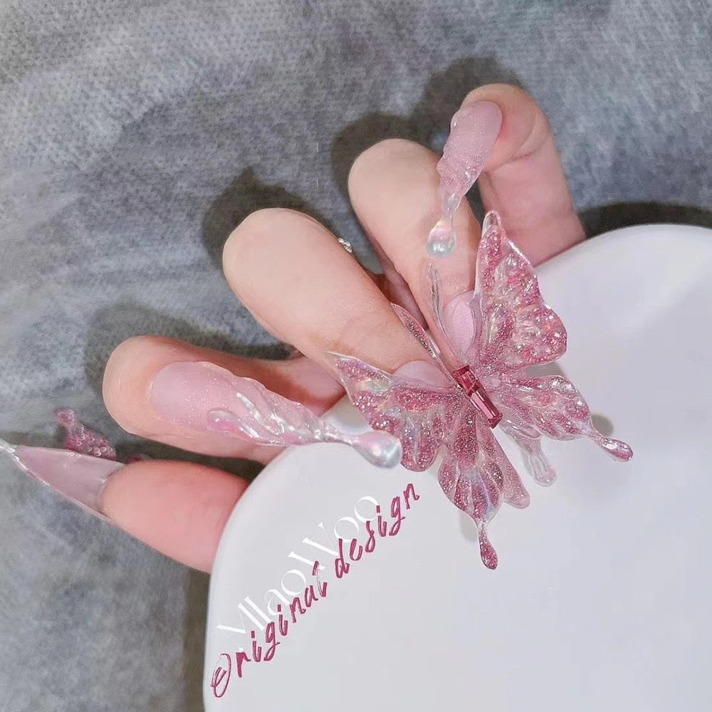 Fashion Cool Personality Cosplay Party Nails Long Coffin 3D High-End Chain Nail Tips Girls Gift Accessories 17