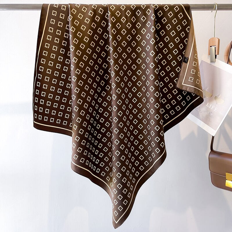 Fashion Print Printing Twill Silk Square Scarf for Women Hijab Muslim Headband Bandana Summer Shawl Beach Stoles Echarpe FN118-3