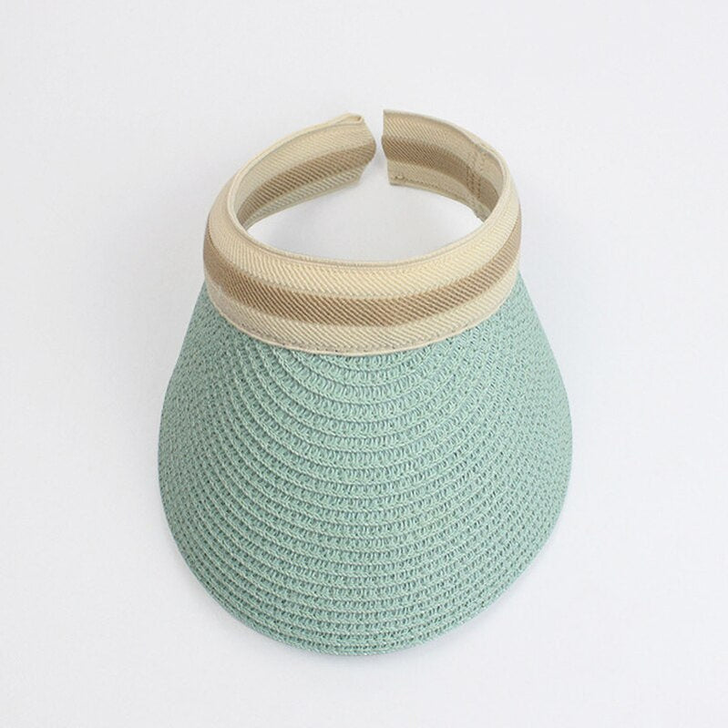 Summer Empty Top Sun Hat - Female Outdoor Visor Cap Casual Shade Hat Straw Wide Large Brim Beach Sunhat Lady