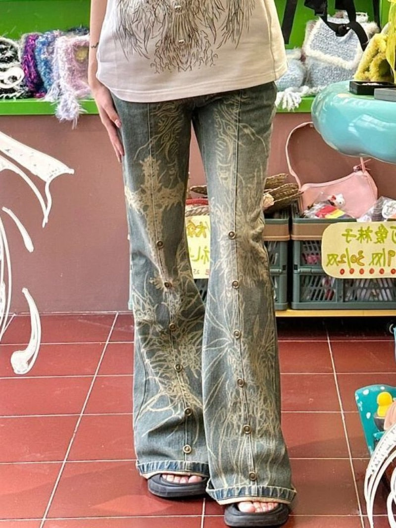 Y2K Vintage Women Korean Casual Streetwear Oversize Cargo Aesthetic Straight Trousers Wide Leg Jeans Grunge Denim Pants Clothes