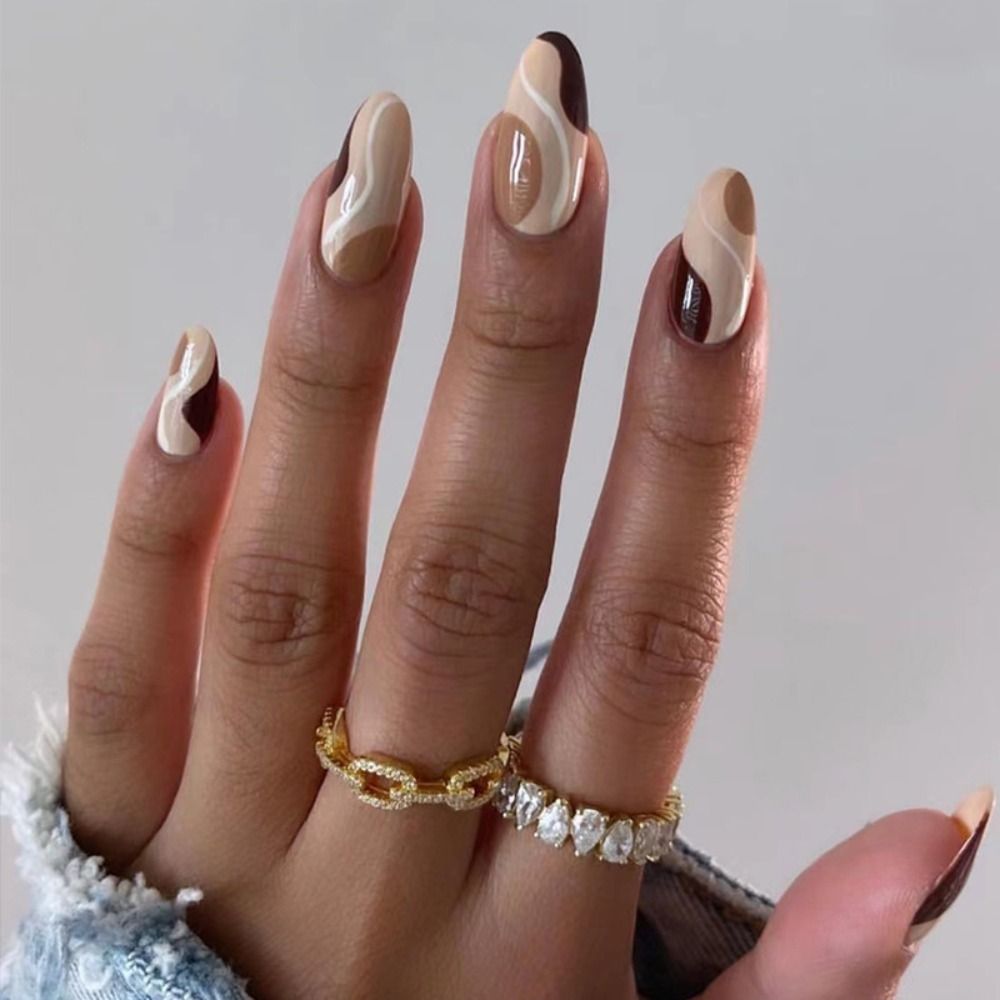 24pcs/set Long Stiletto Fake Nails Punk Snake Pattern Black White Matte False Nails Artificial Full Nail Tips Manicure Tools
