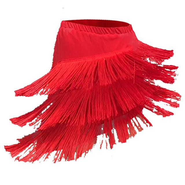 Latin Dance Skirt Sexy Women Chacha Samba Tango Layers Tassels Fringes Dresses Competition Performamnce Salsa Lady Latin Costume Red
