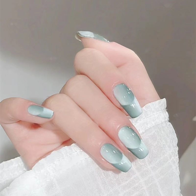 Y2k Fake Black Nail Long Ballet Reusable Adhesive Acrylic Press on set Nails Dark Acrylic Artificial False Nails Arts Tips 24pcs